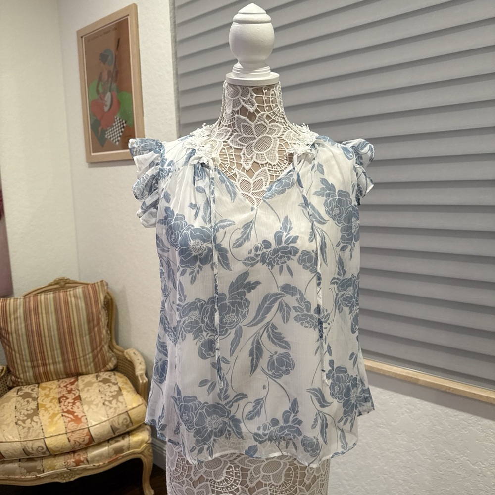 Marc New York Blue Floral Blouse